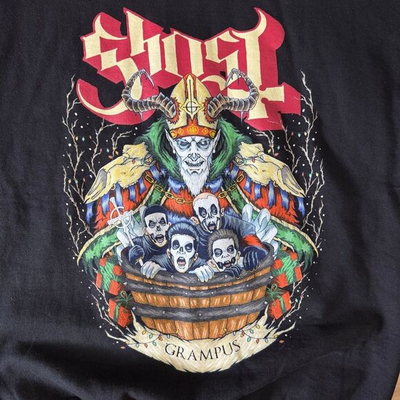New Ghost Crampus Black Christmas Pullover Crewneck Sweatshirt Size Medium Metal - Picture 2 of 4